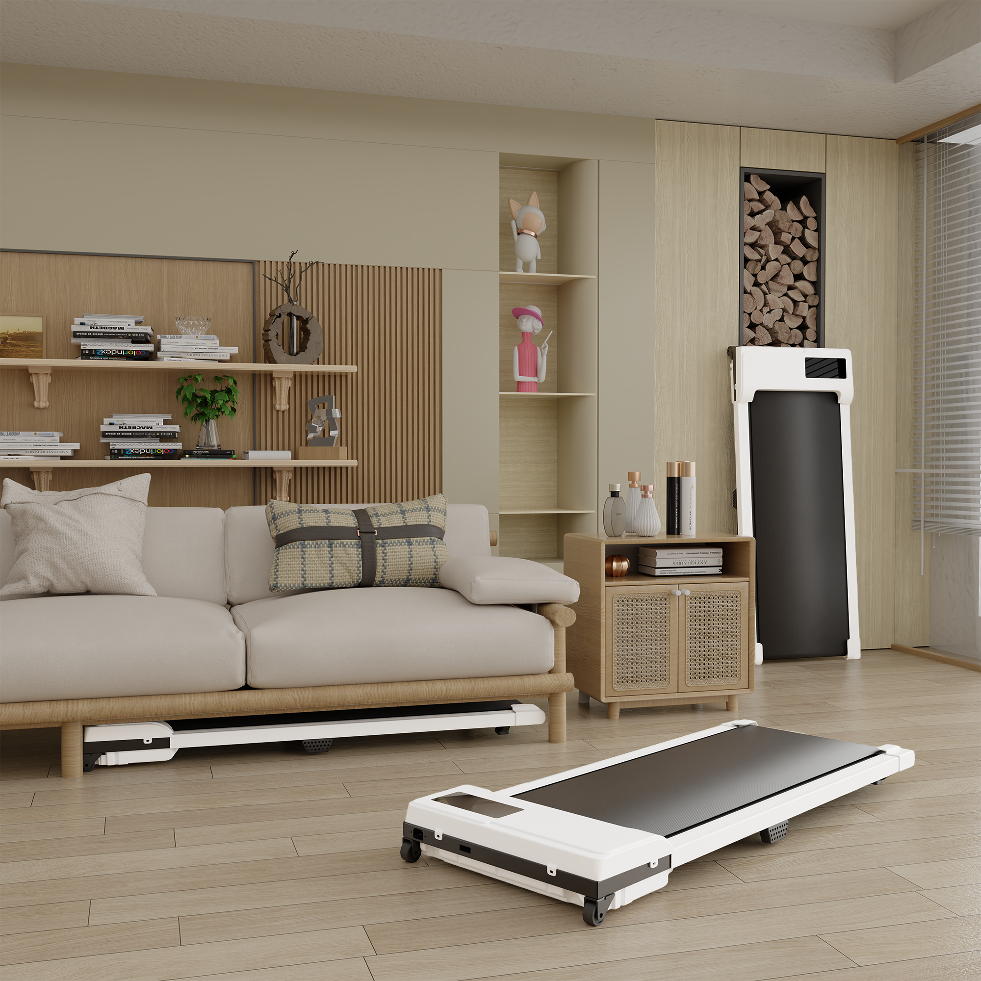 Walking Pad With Quiet 2.0 HP Brushless Motor, Countdown Modes, Spacious Running Area, 220 Lbs Weight Capacity For Home Or Office Workouts, 3 In 1 Portable Treadmill Walking, White_voghion.com